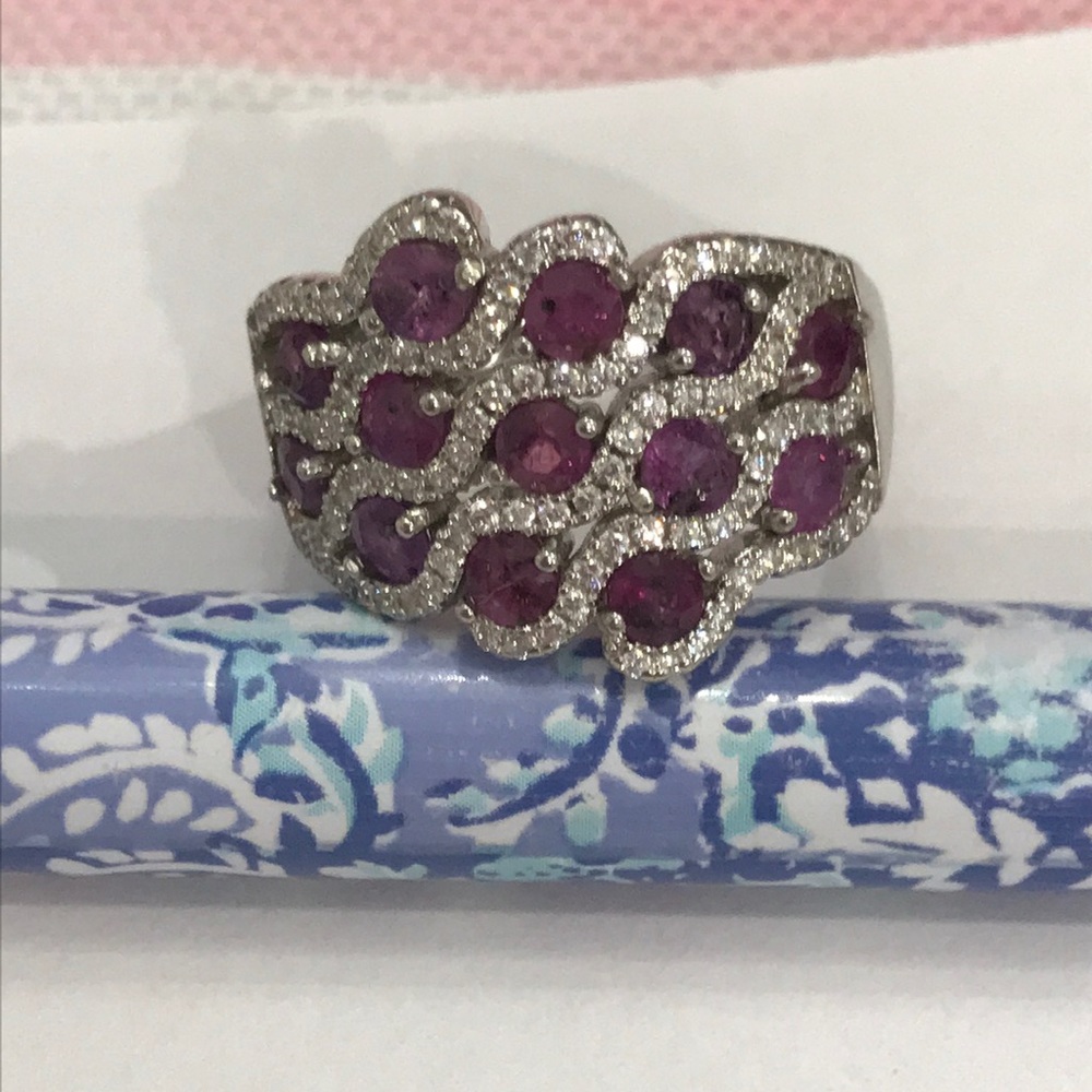Real Ruby Ring Size 8 Sterling Silver Setting - image 1
